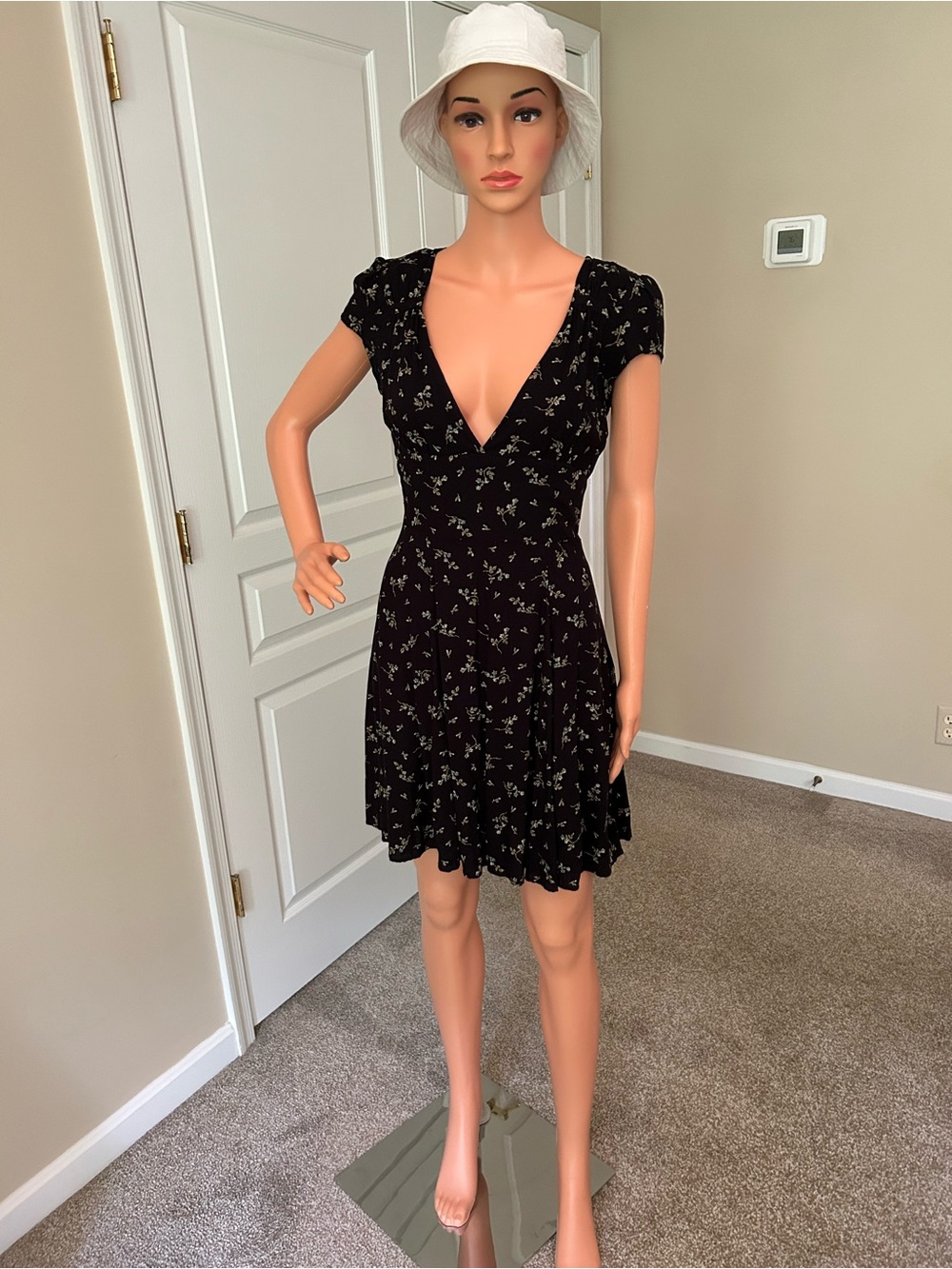 Denim & Supply Ralph Lauren Black Floral V-Neck Short Dress